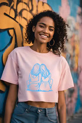 Women's Friends Bond Light Baby Pink Crop Top